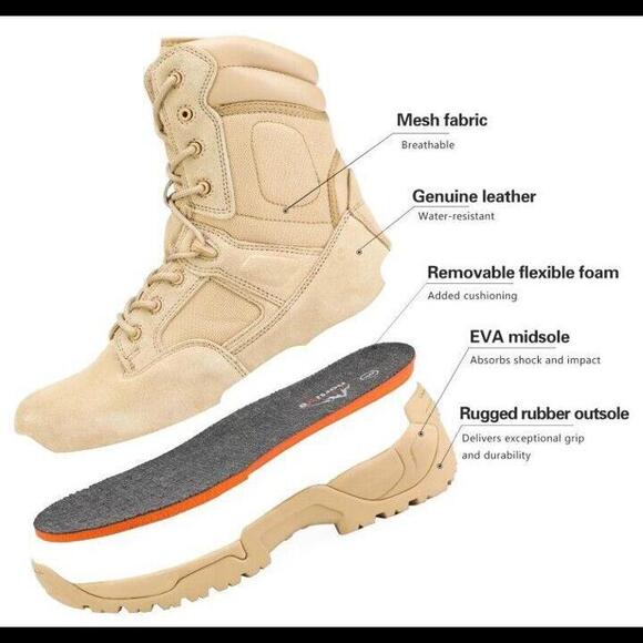 US Mens Military Tactical Work Boots Hiking Motorcycle Combat Army Boots Size 11 - Picture 3 of 8